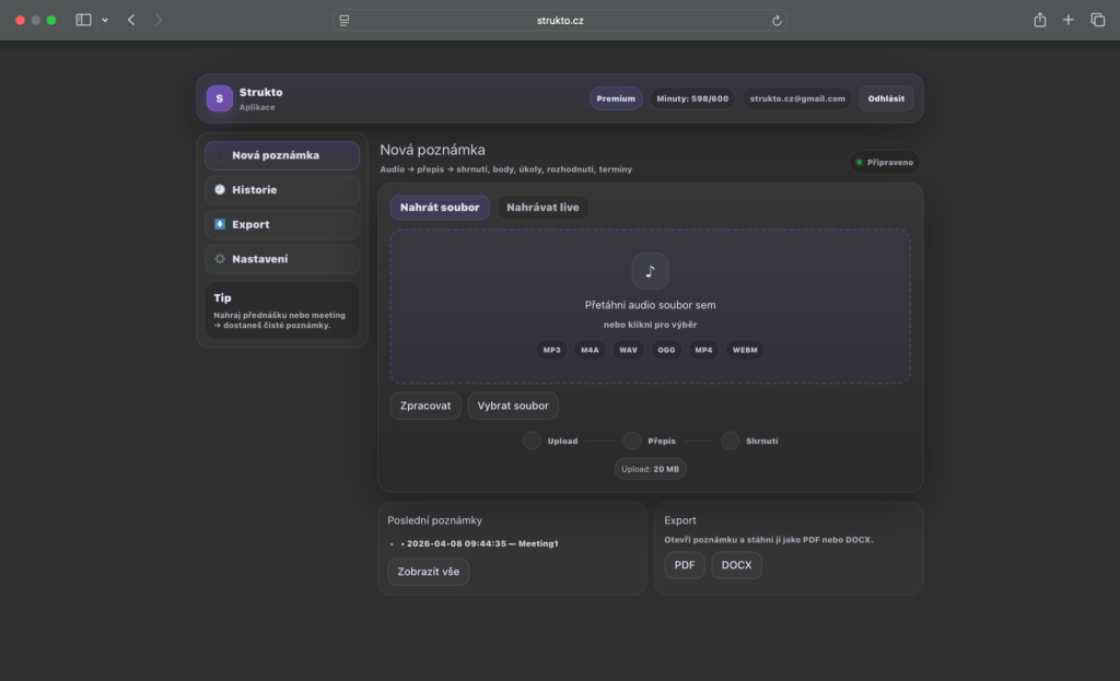 AI poznámky z audia