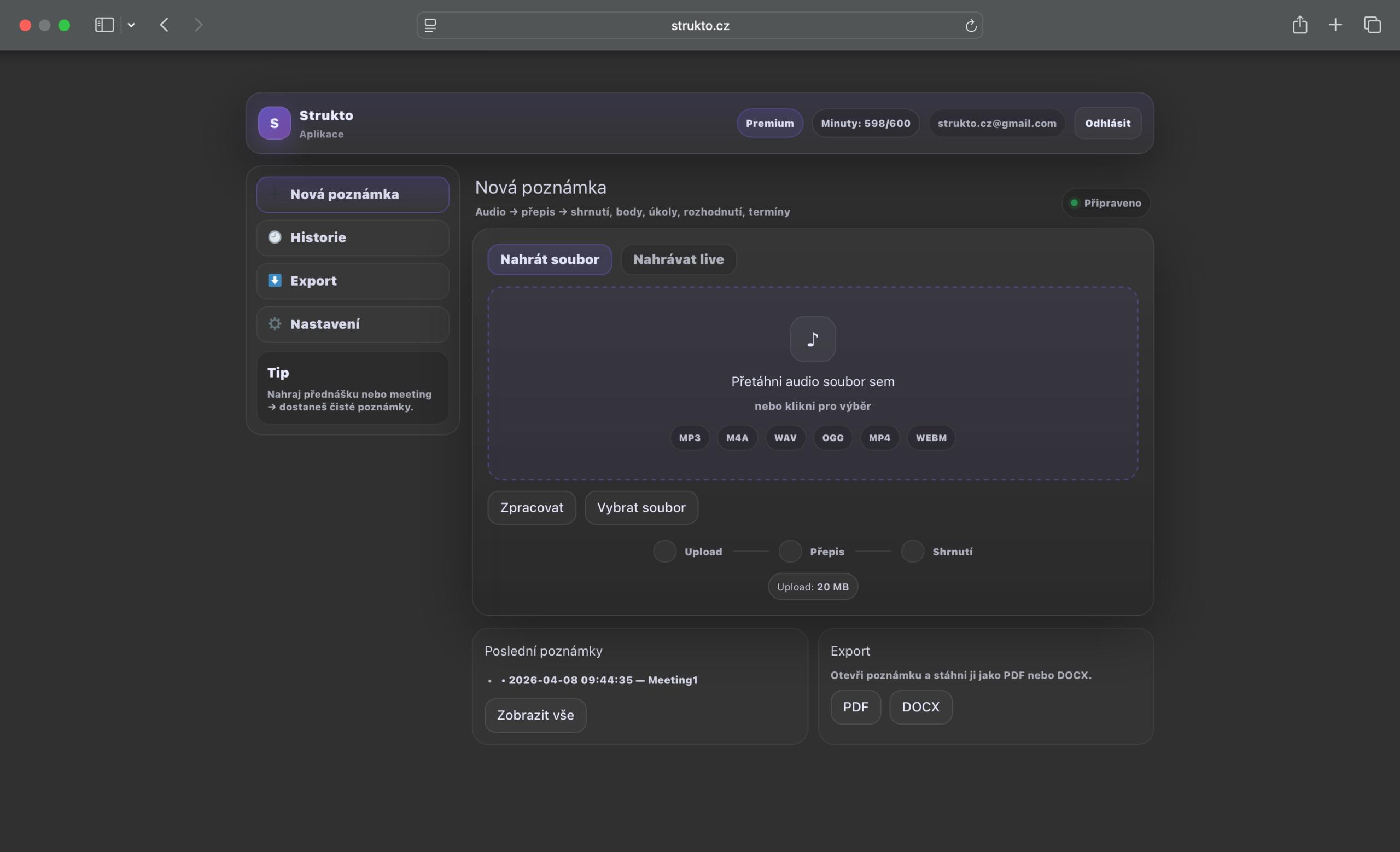 AI poznámky z audia